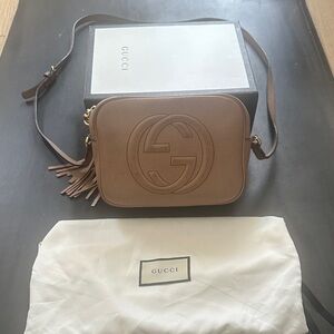 Gucci Disco Tan Leather Crossbody Bag